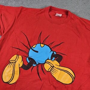 Vintage Mickey & Co Mickey Mouse Shirt Mens One Size Red Single Stitch Made USA